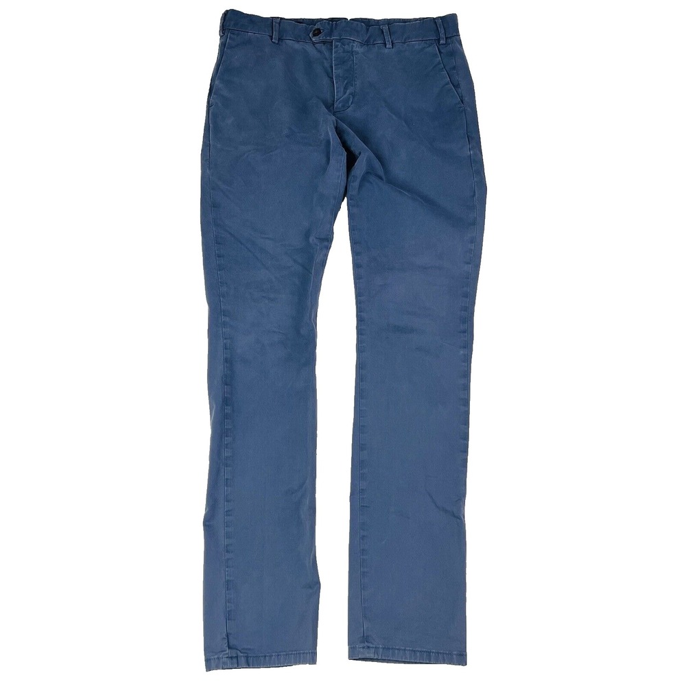 Peter Millar Collection Blue Cotton Flat Front Chino Pants Mens Size 34X35
